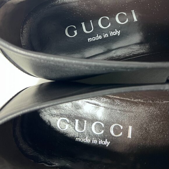 GUCCI Men's Silver horsebit Black Leather Loafer, 6 1/2 D $1050 retail - Picture 5 of 10